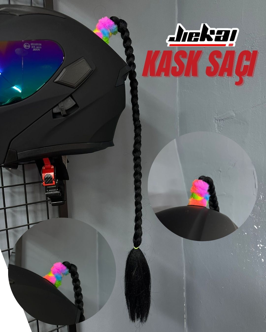 JİEKAİ KASK SAÇI  SİYAH RENK DÜZ ÖRGÜ MODEL-07