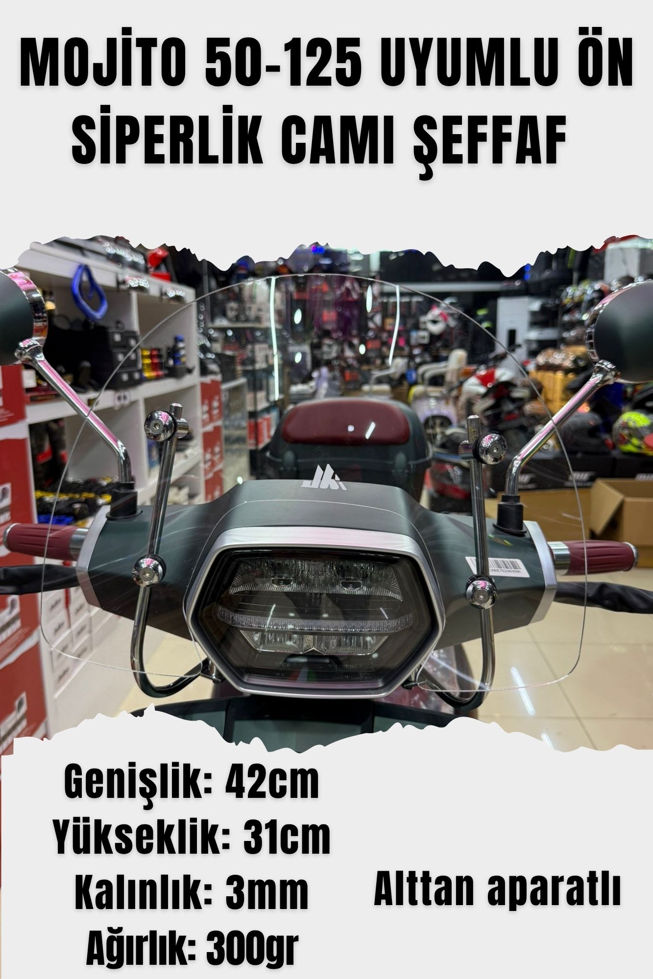 ARORA MOJITO 50-125 UYUMLU ÖN SİPERLİK CAM – ŞEFFAF