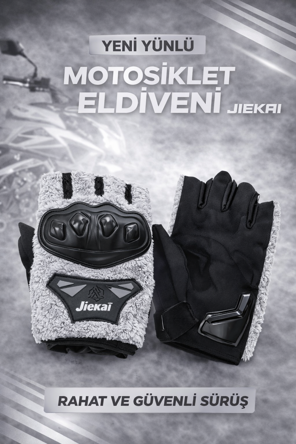 JK PELUŞLU YARIM ELDİVEN KORUMALI GRİ RENK