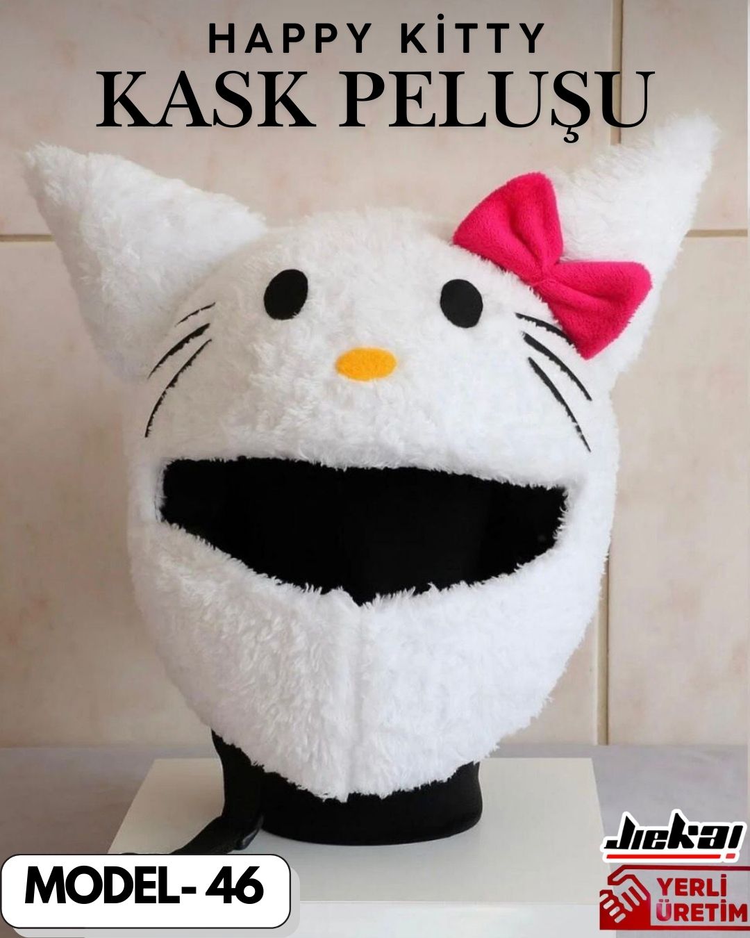 MODEL-46 KASK PELUŞU TEK EBAT HAPPY KİTTY