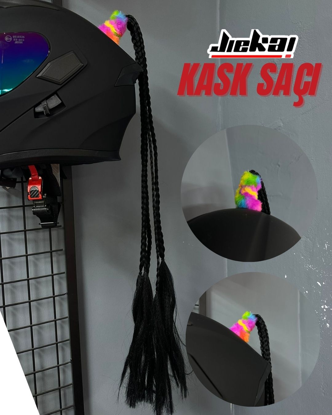 JİEKAİ KASK SAÇI SİYAH RENK AFRİKA ÖRGÜ MODEL-06